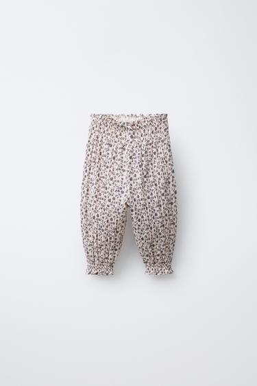 FLORAL TEXTURED TROUSERS - Ecru by Zara
