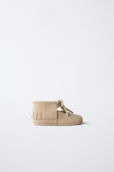 BAILARINA FLECOS PIEL - Marrón Arena de Zara