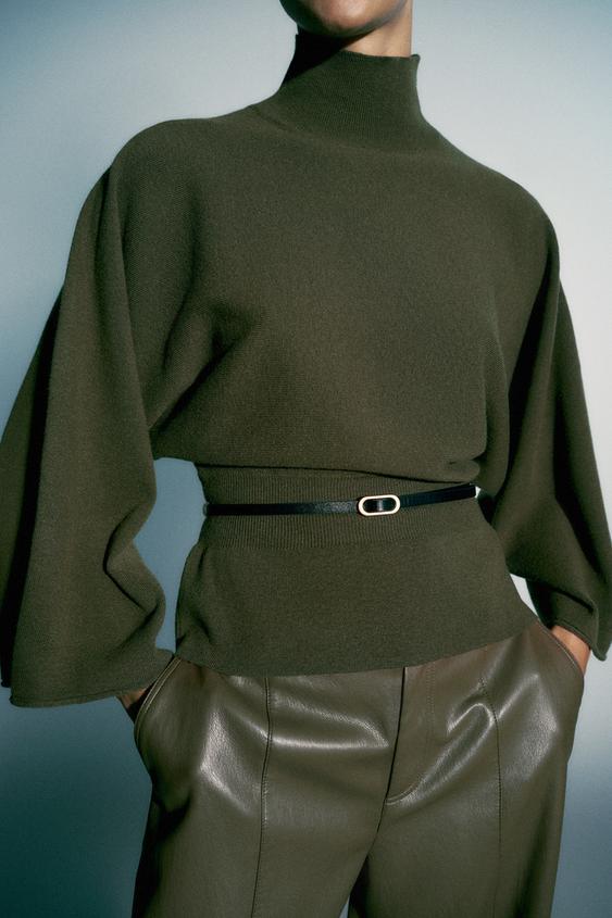BELTED KNIT JUMPER - Khaki by Zara - Image 2