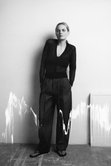 SEMI-SHEER KNIT CARDIGAN - Black by Zara - Image 2