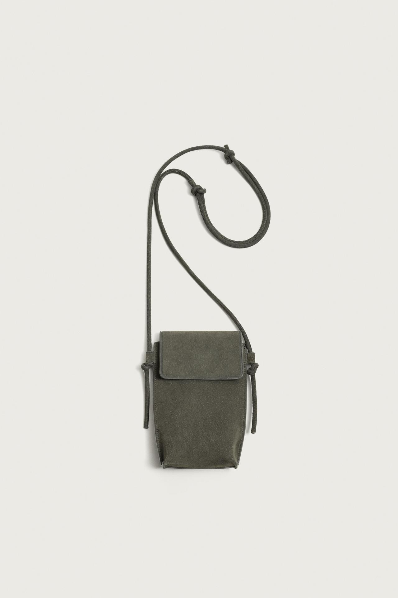 LEATHER CROSSBODY BAG — Gray