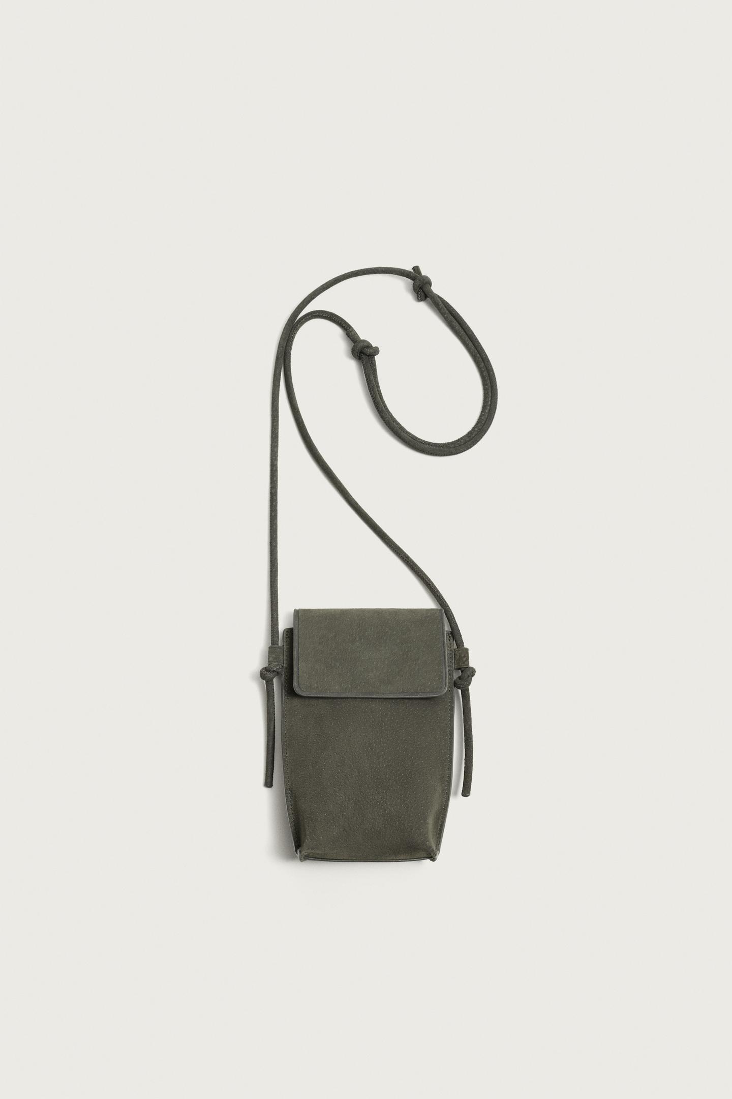 Мужская сумка Zara Leather Crossbody, цвет: Серый — фото 3
