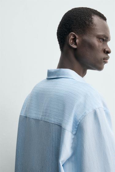 CHEMISE FLUIDE À RAYURES - Bleu clair de Zara - Image 6