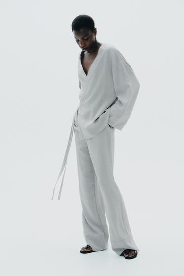 Zara PAJAMA PANTS - Pearl marl