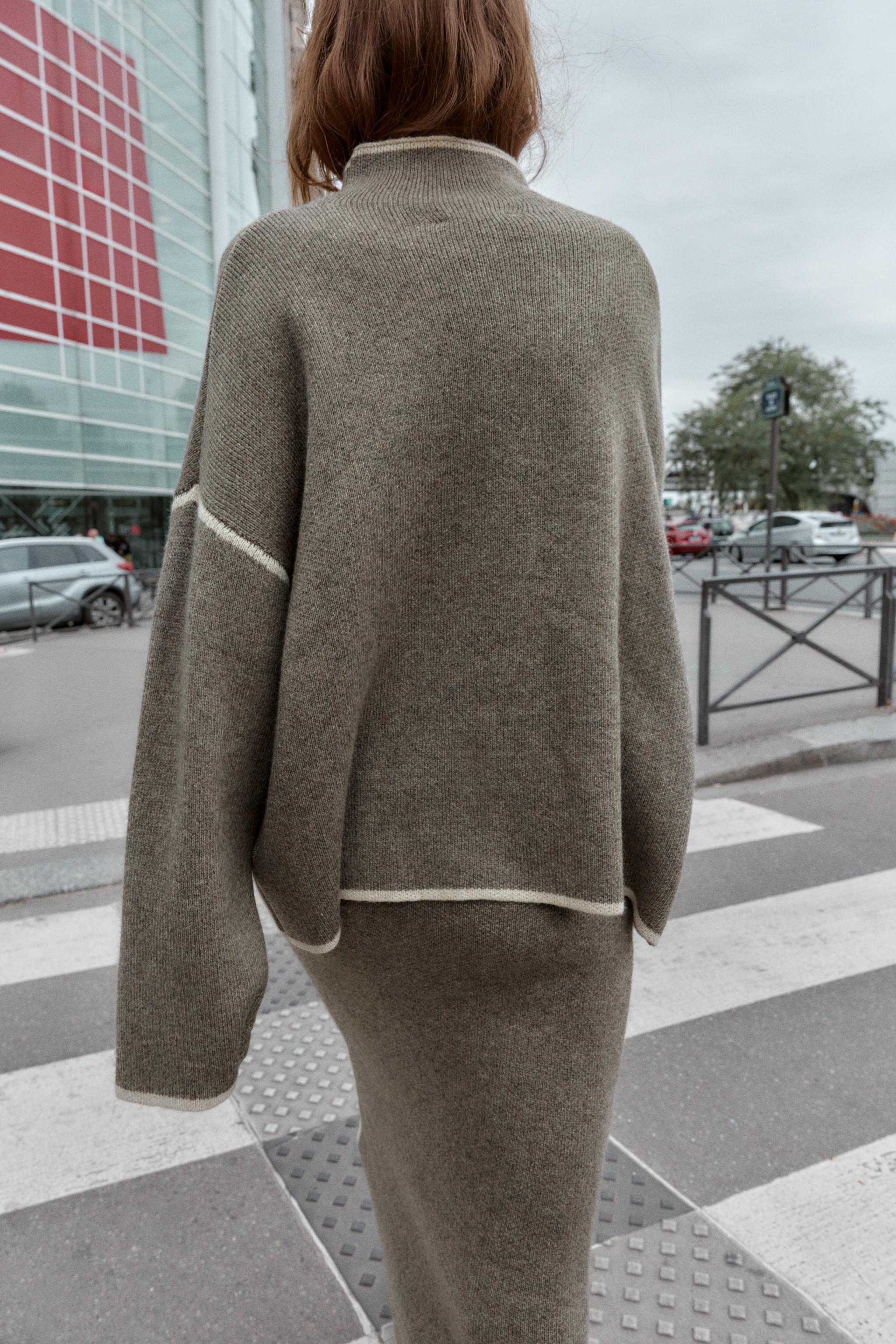 CONTRAST PIPING KNIT SWEATER