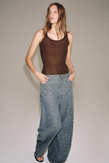 JEAN ZW COLLECTION BARREL TAILLE HAUTE FLEURS - Bleu de Zara - Image 5