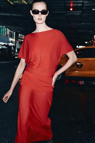 LONG KNIT SKIRT - Mid-red by Zara - Image 6