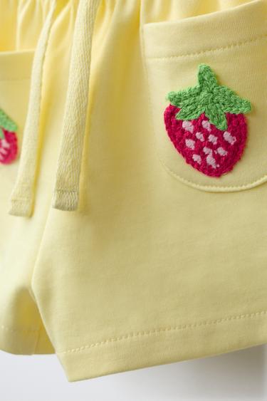 INTERLOCK BERMUDA SHORTS WITH CROCHET FRUIT - Mid-yellow by Zara - Image 3