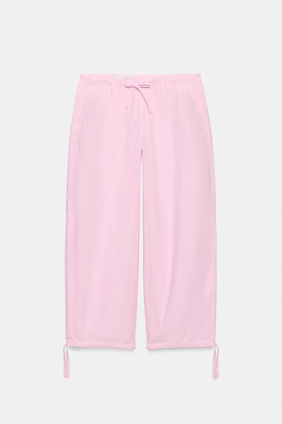 DRAWSTRING WIDE-LEG TROUSERS - Pink by Zara - Image 0