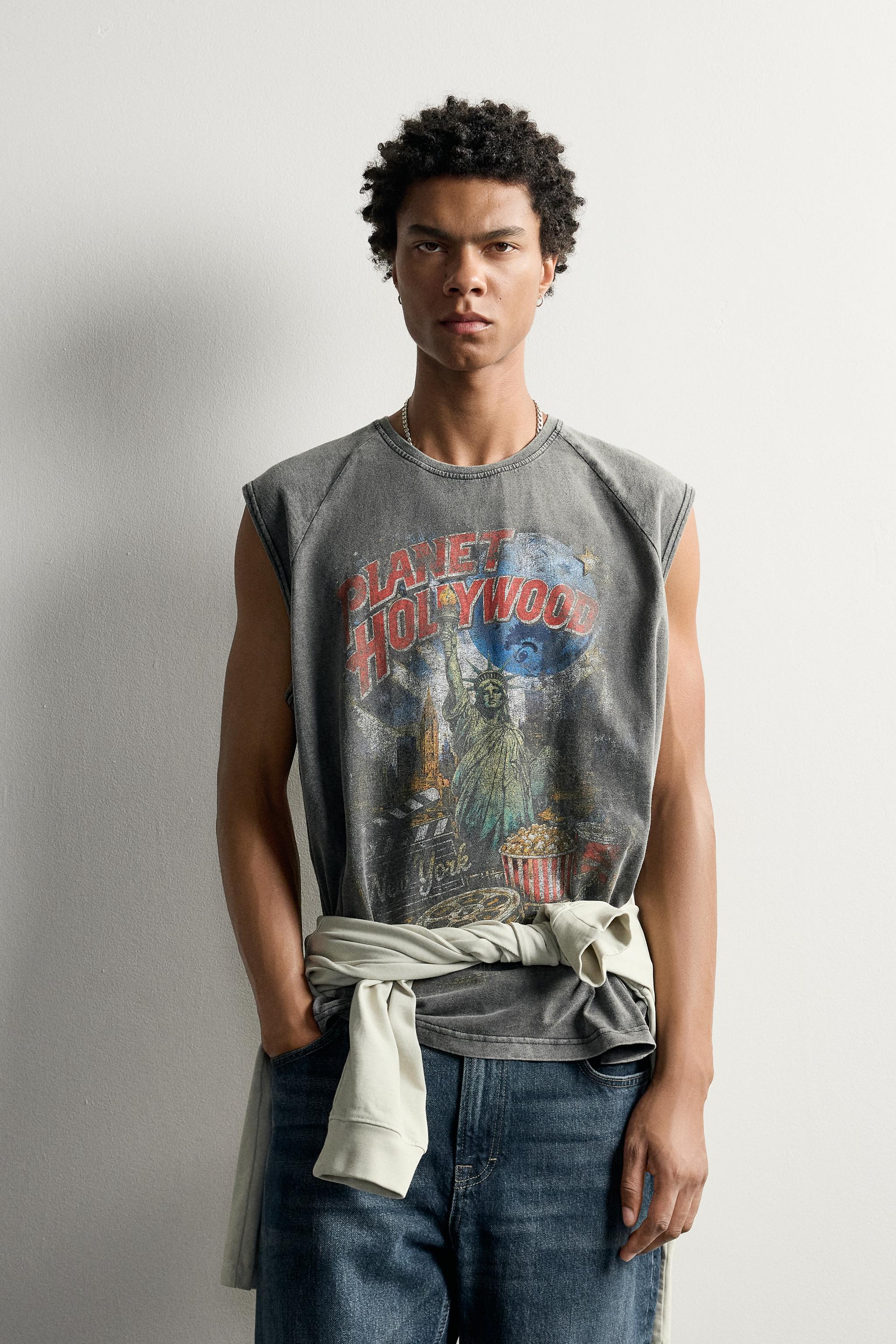 PLANET HOLLYWOOD® GRAPHIC TANK TOP — Dark anthracite