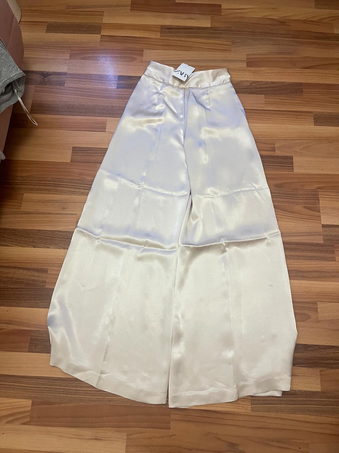 SATIN-FINISH PALAZZO TROUSERS - Image 3