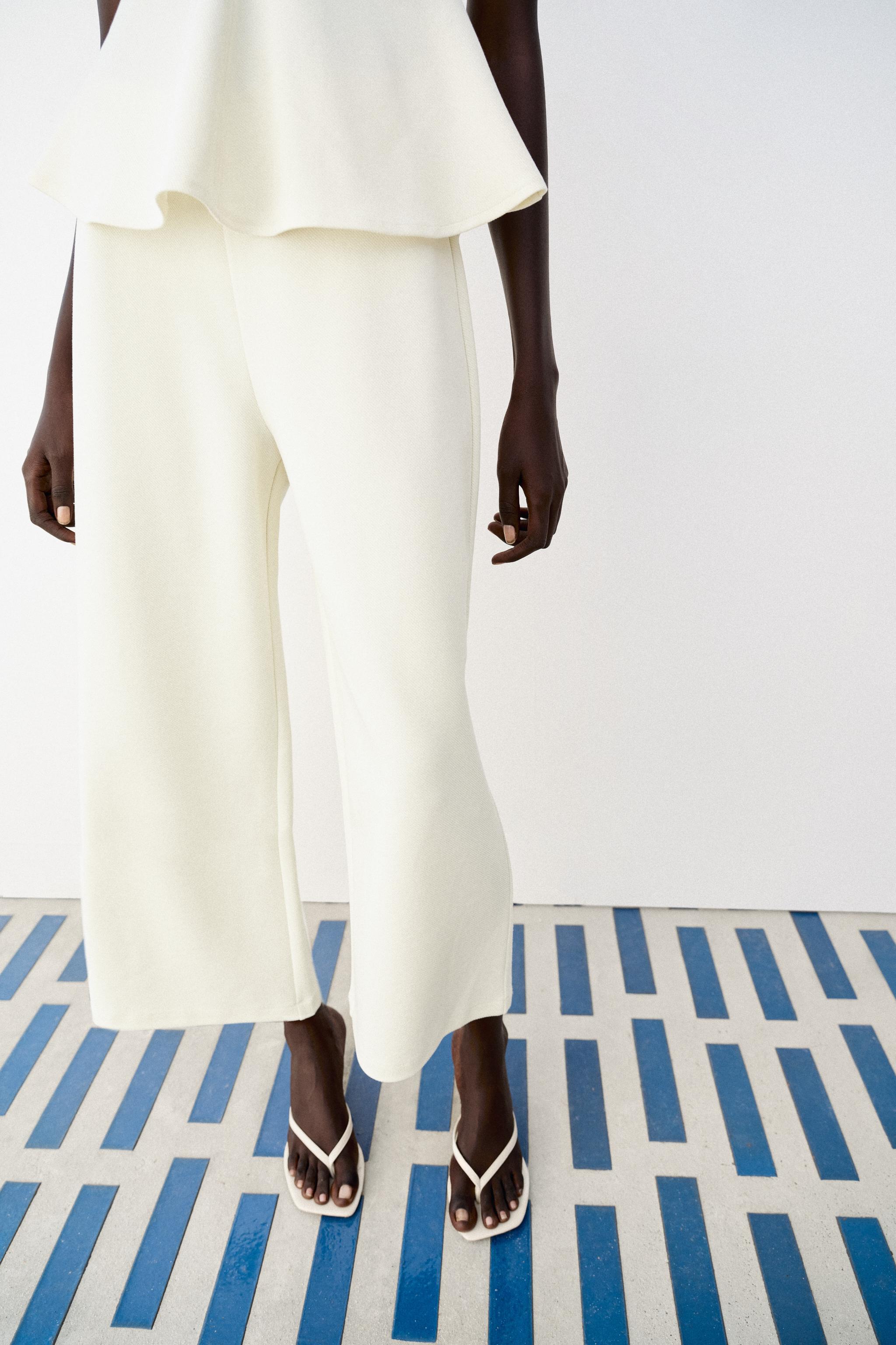 WIDE LEG PANTS — Mid-ecru