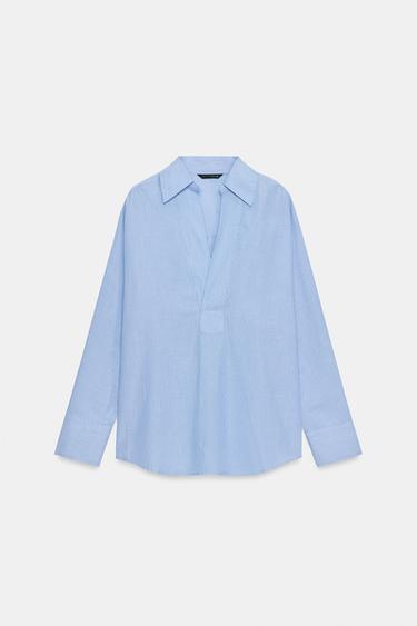 CAMISA LISTRADA - Azul / Branco da Zara - Imagem 0