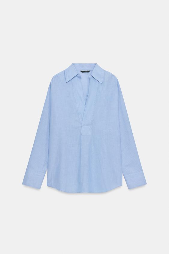 CAMISA RAYAS - Azul / Blanco de Zara - Imagen 0