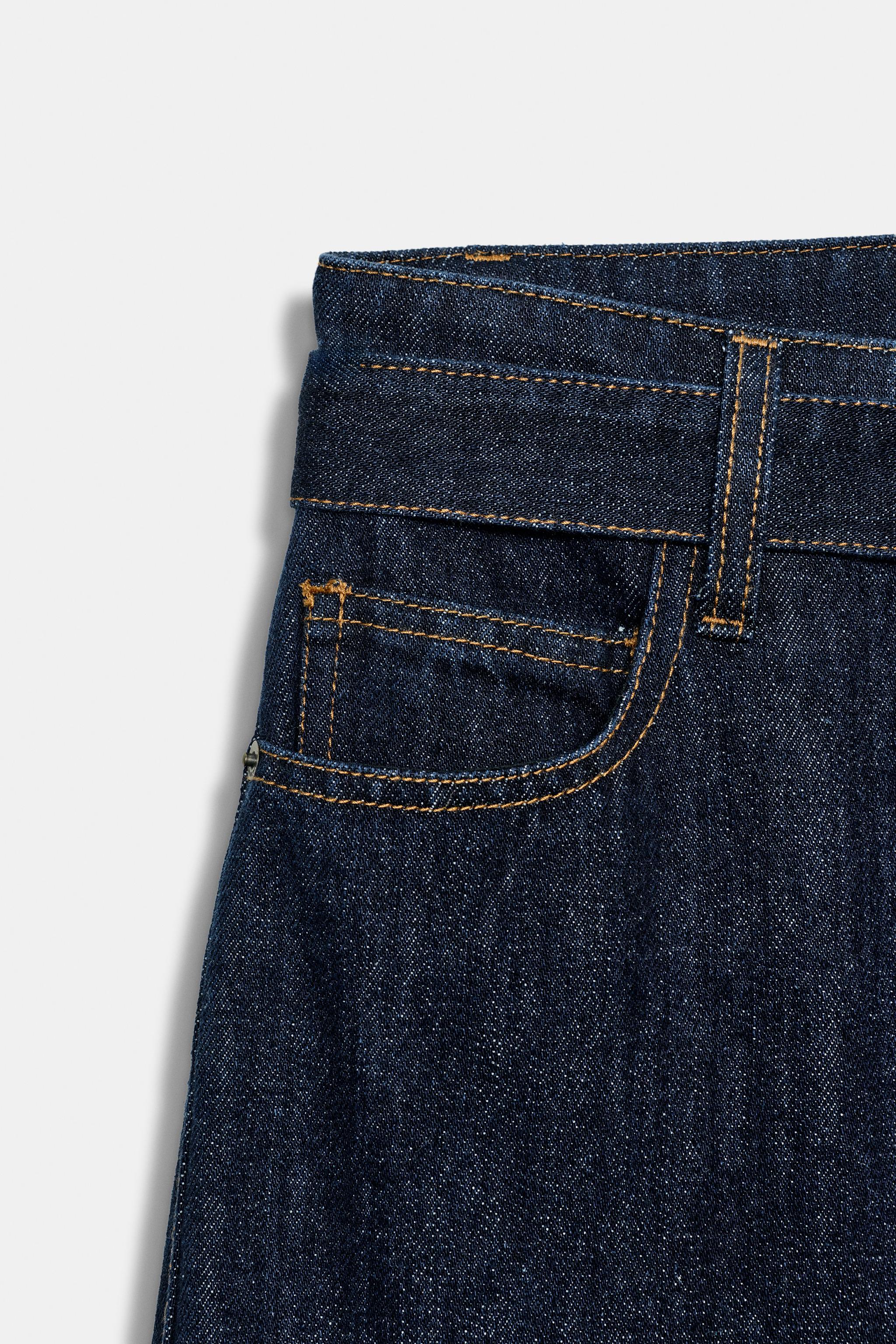 ZW COLLECTION WIDE LEG HIGH-WAIST JEANS WITH BELT