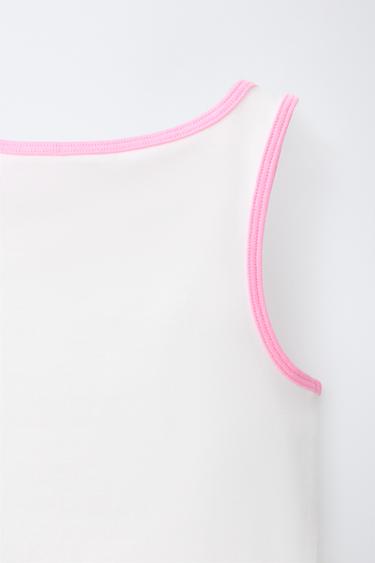 T-SHIRT SANS MANCHES À IMPRIMÉ - Rose / Blanc de Zara - Image 3
