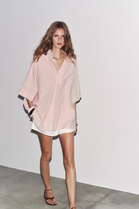 STRIPED OVERSIZED CAPE SHIRT ZW COLLECTION