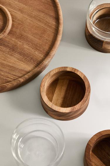 SET OF WOODEN TUMBLERS AND SUGAR BOWL - Light beige by Zara - Image 4
