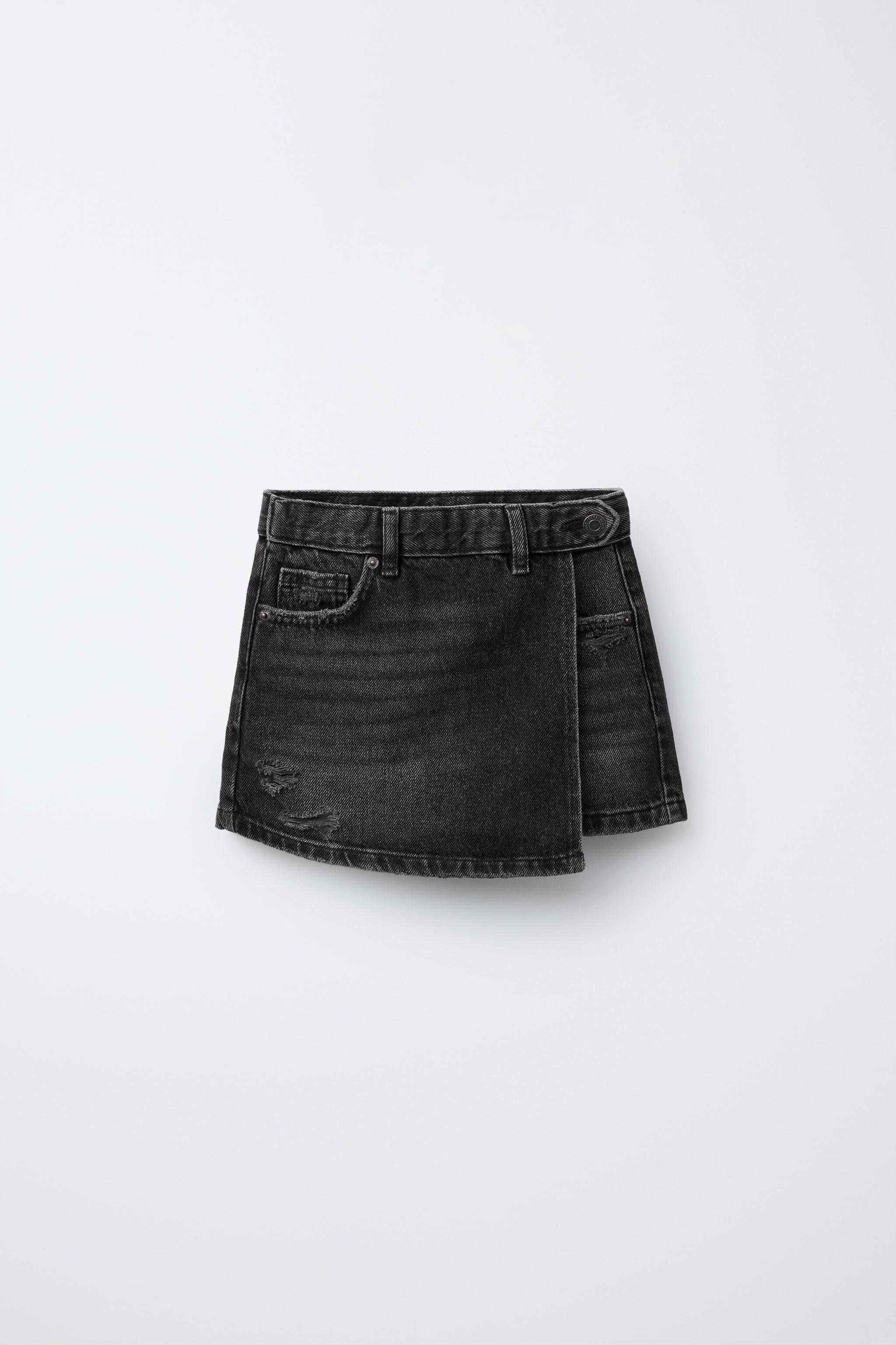 DENIM BERMUDA SKIRT Black ZARA India