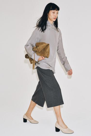 Zara ZW COLLECTION STRAIGHT DARTED BERMUDA SHORTS - Gray marl