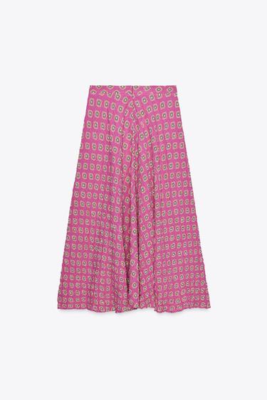PRINTED MIDI SKIRT - Fuchsia by Zara - Image 6