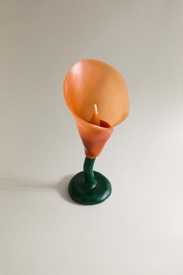 DECORATIVE FLORAL CANDLE - Orange by Zara - Image 1
