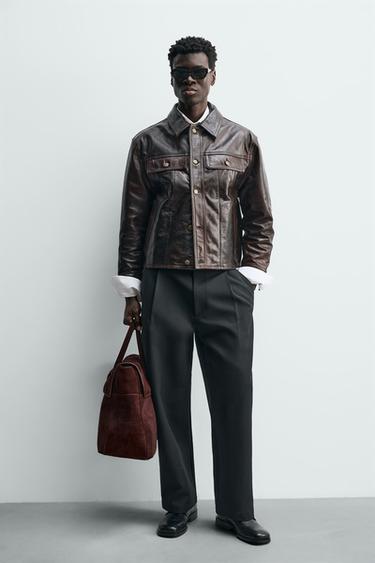 LEATHER HANDBAG - Burgundy Red by Zara - Image 0