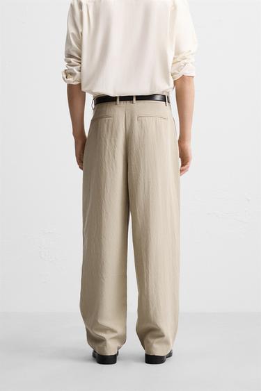 WIDE-FIT PLEATED TROUSERS - Stone by Zara - Image 2