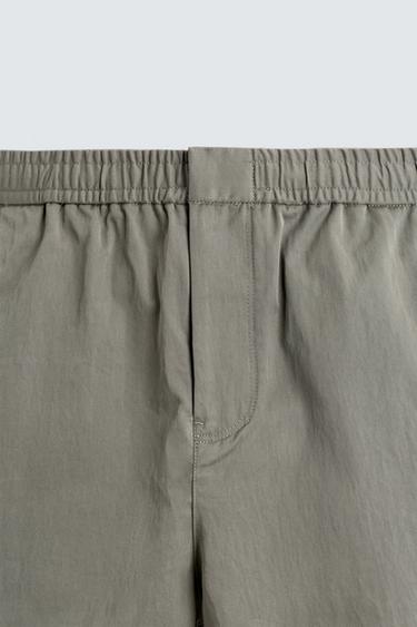 CONTRAST TECHNICAL BERMUDA SHORTS - ecru/khaki by Zara - Image 8