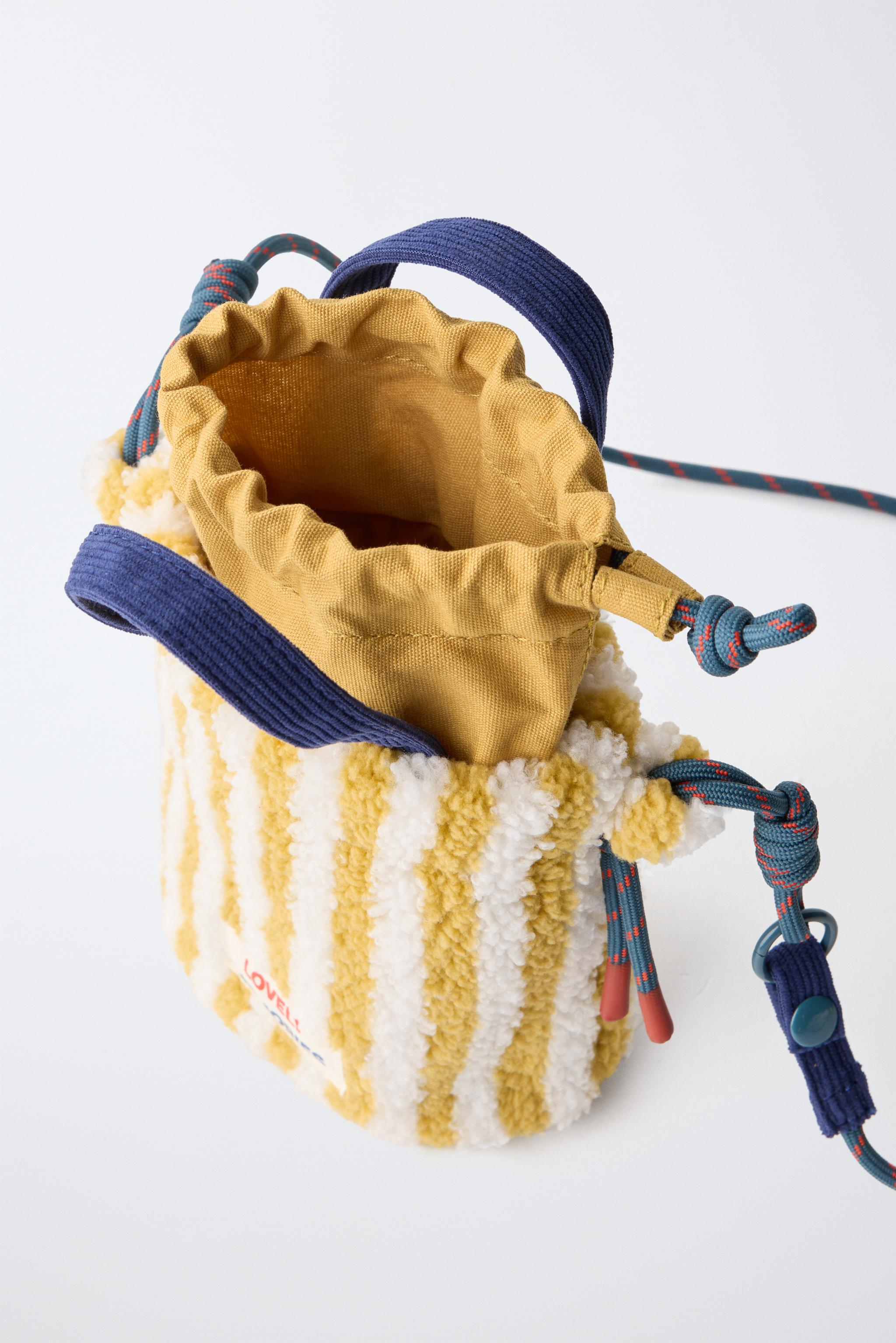 STRIPED SHEARLING CROSSBODY BAG