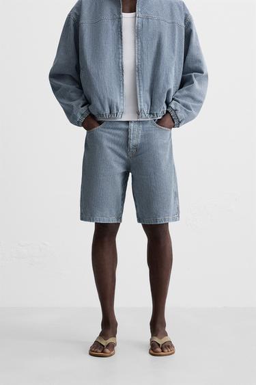 BERMUDAS DENIM REGULAR FIT - rayas de Zara