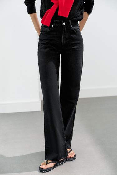 JEANS TRF WIDE LEG TIRO ALTO - Negro de Zara