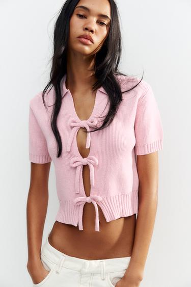 TOP PUNTO LAZOS - Rosa claro de Zara