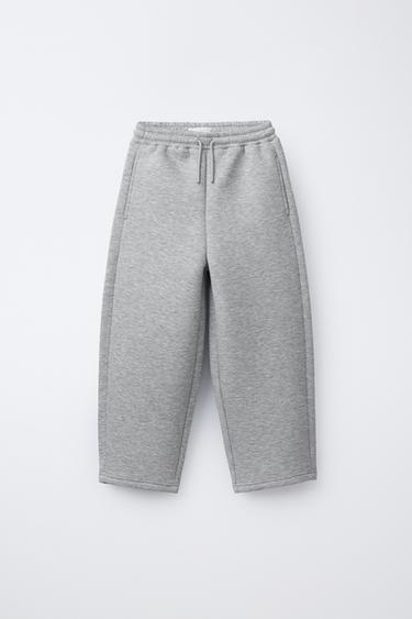 Zara NEOPRENE EFFECT STRAIGHT FIT PANTS - Gray marl