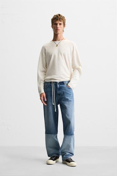 Zara DONUK MAVİ - RELAXED FIT PATCHWORK JEAN