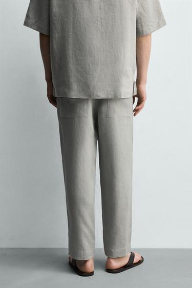 100% LINEN RELAXED FIT TROUSERS - Light grey by Zara - Image 2