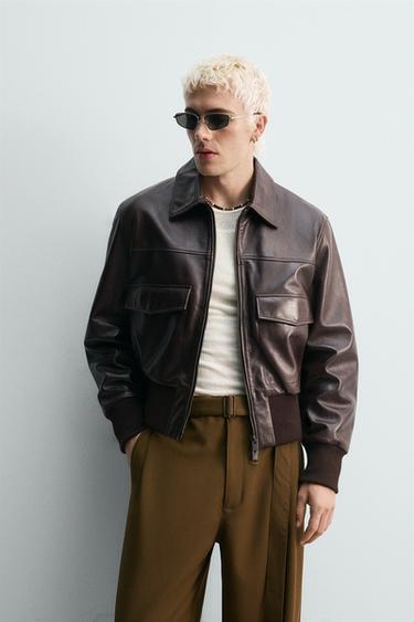 LEATHER LIMITED EDITION JACKET - Brown by Zara