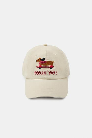 Zara SKATE DACHSHUND EMBROIDERED TWILL CAP - Beige - Image 0