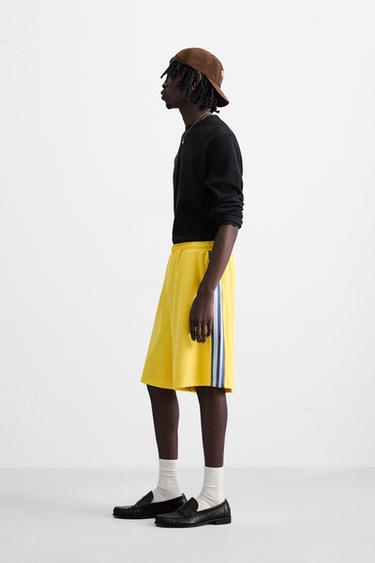 OPEN KNIT TEXTURED TECHNICAL BERMUDA SHORTS - Yellow by Zara - Image 3
