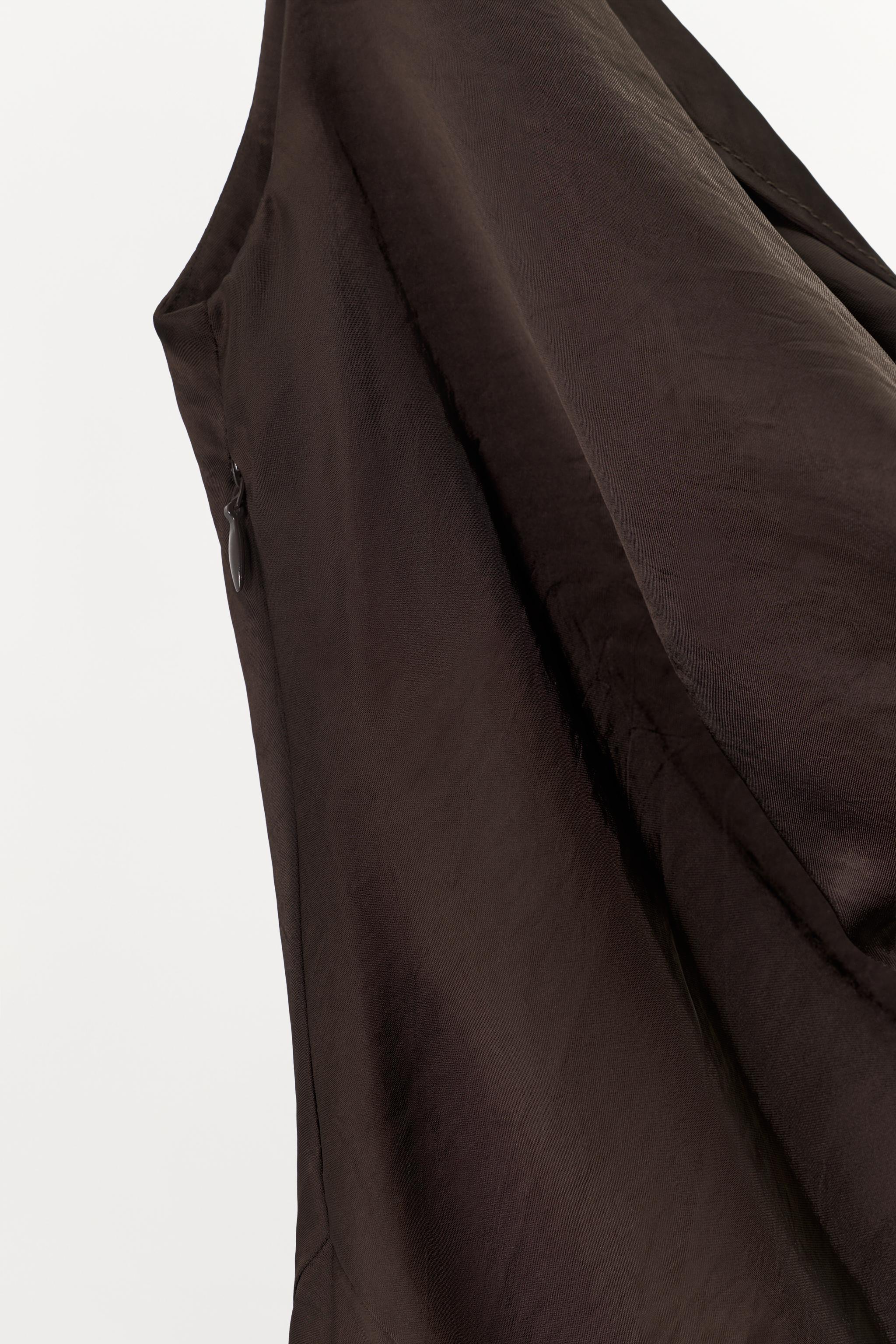 DRAPED NECK SATIN DRESS