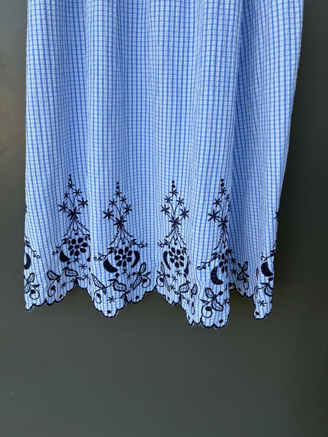 EMBROIDERED CHECK MIDI SKIRT - Image 4