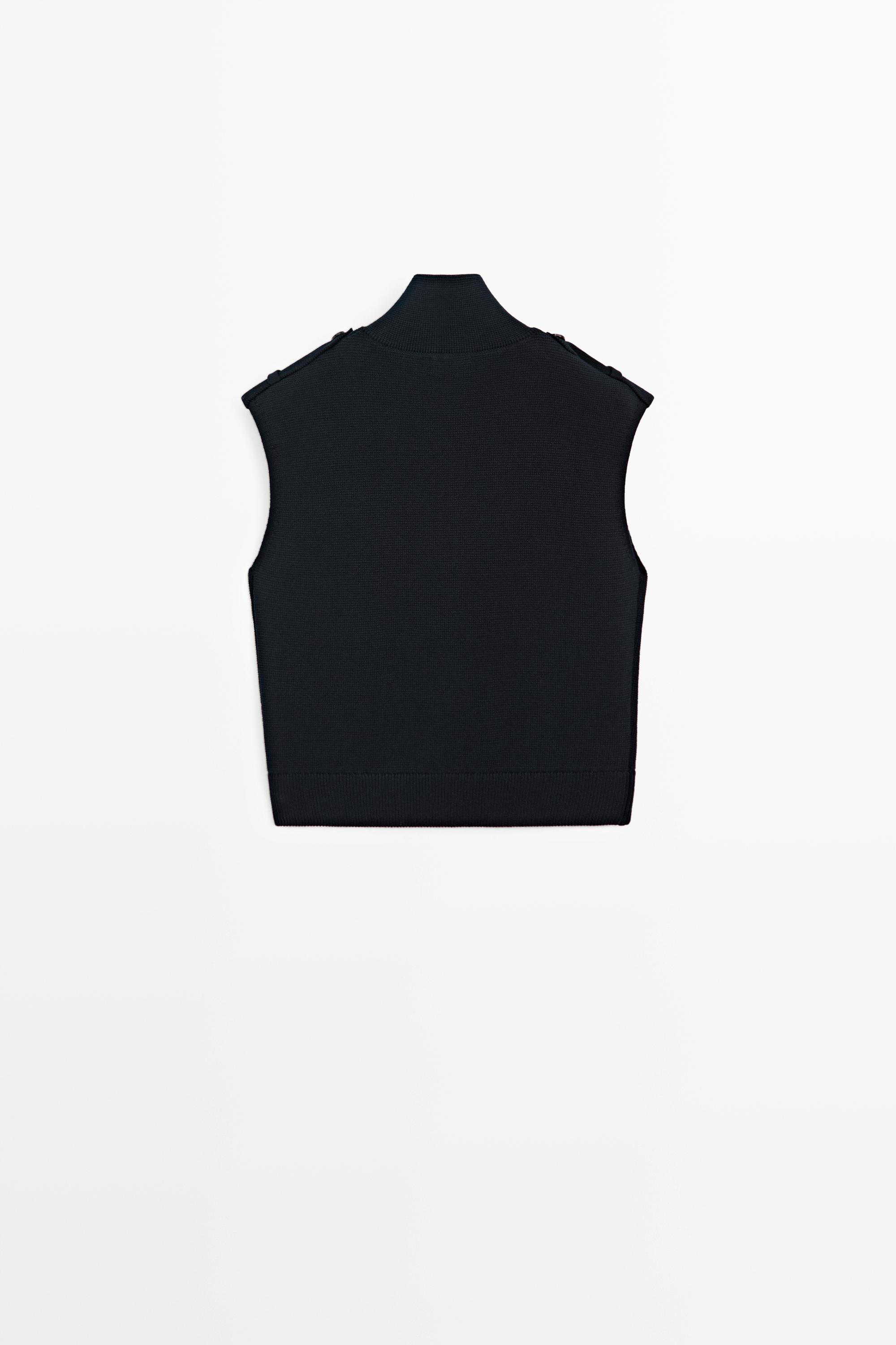 100% cotton mock neck knit vest