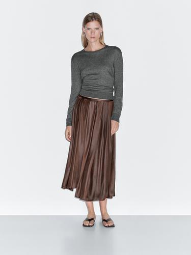 Zara Pleated midi skirt - Chocolate - Image 0