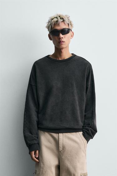 Zara 水洗寬鬆版運動衫 - 黑色