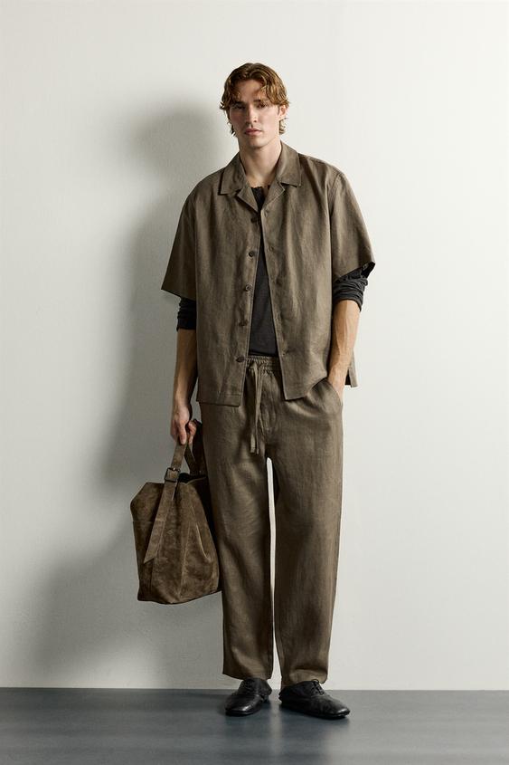 100% LINEN RELAXED FIT SHIRT - Mink by Zara - Image 0