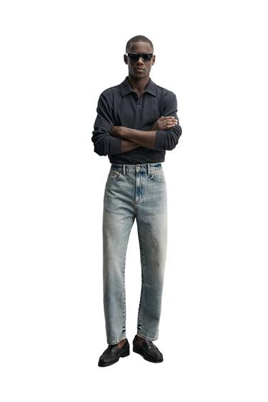 QUẦN JEANS STRAIGHT ANKLE FIT - Màu xanh dịu từ Zara