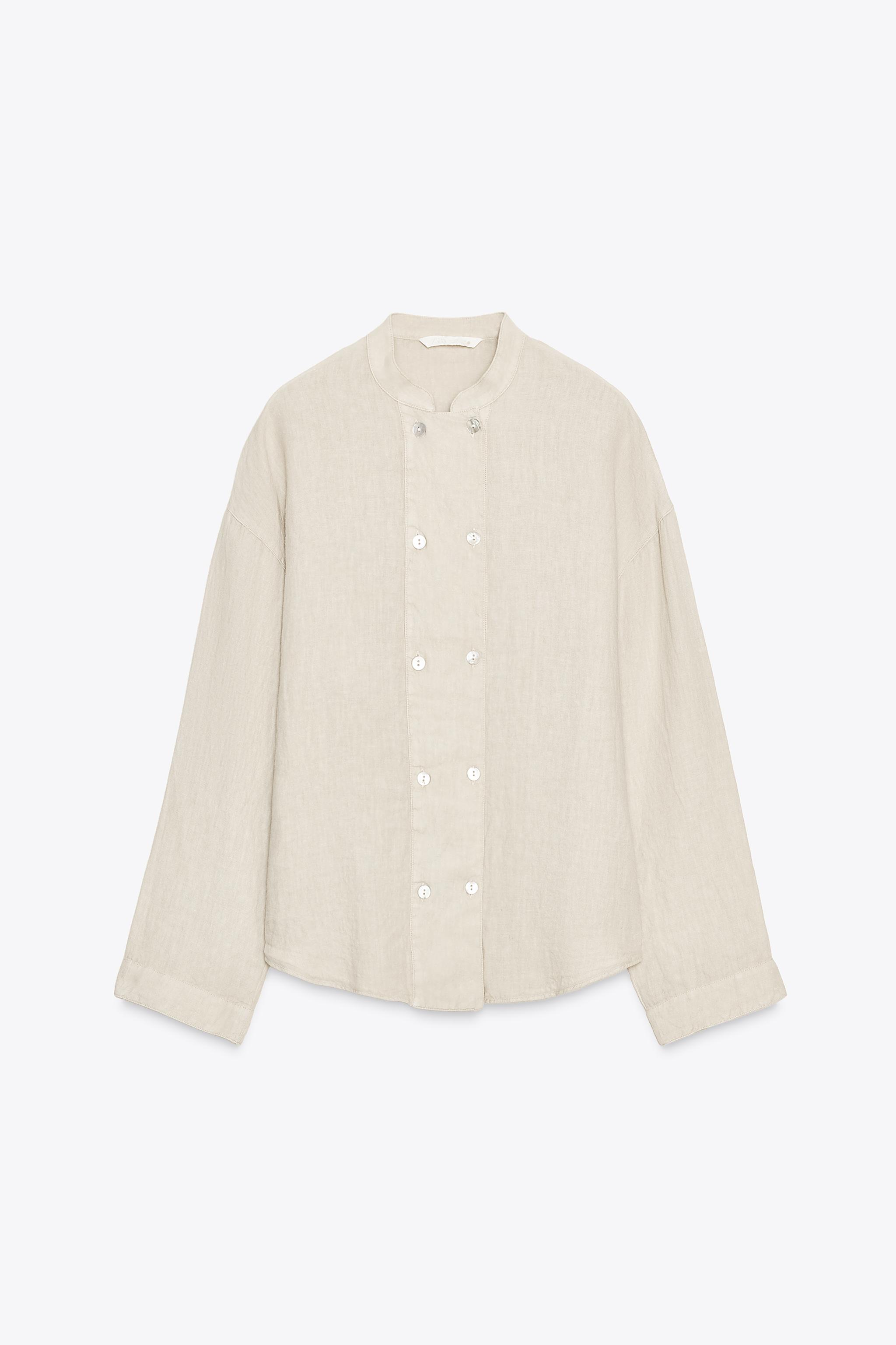 100% LINEN OVERSHIRT ZW COLLECTION - Light beige | ZARA
