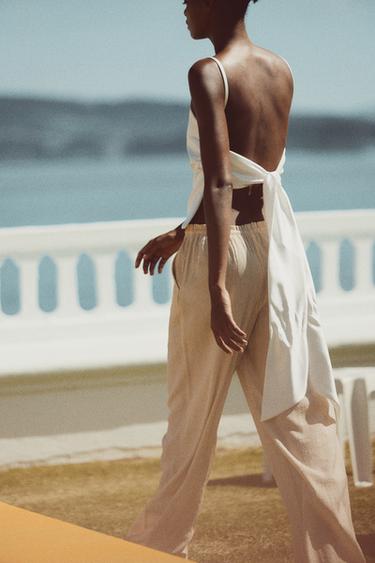 TEXTURED TROUSERS - Ivory by Zara