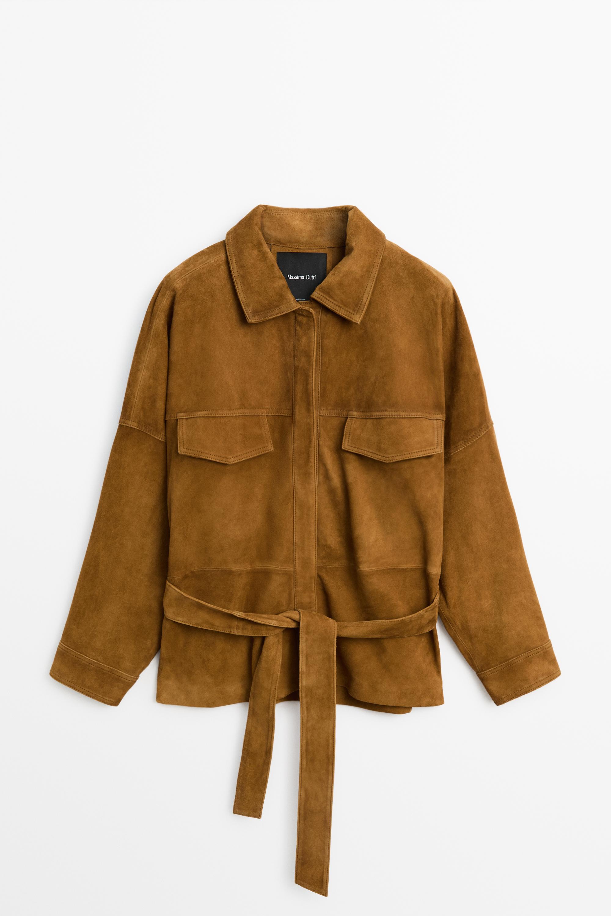 Suede leather jacket — Dark camel