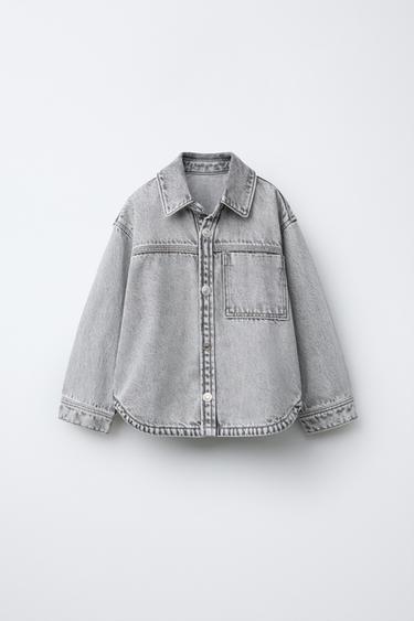 SOBRECAMISA DENIM - Gris de Zara - Imagen 0